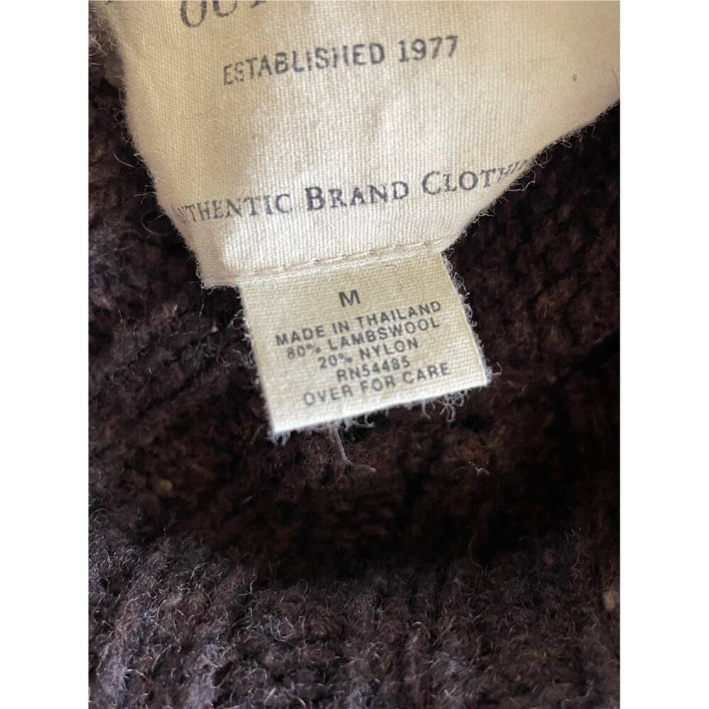 Vintage American Eagle Espresso Brown Lambswool Donegal Cable Fisherman Sweater - Picture 8 of 10